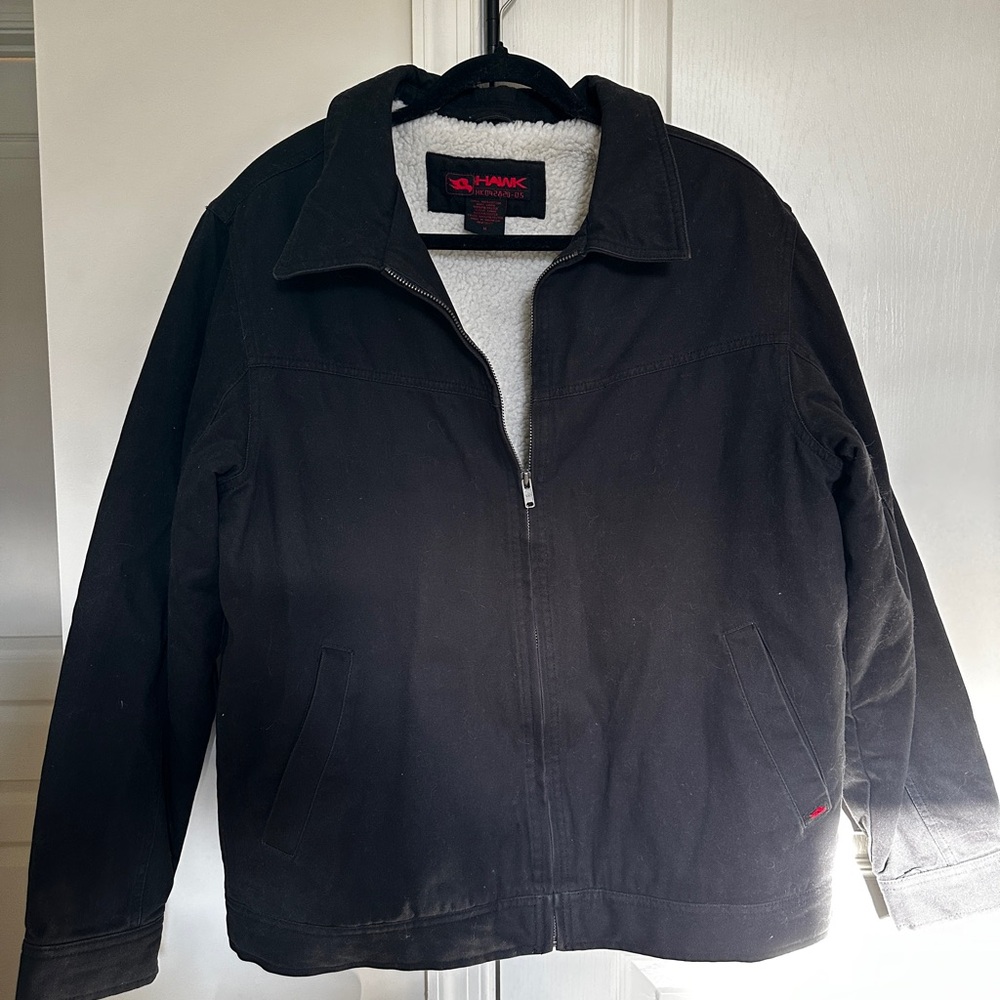 Men’s Hawk black Sherpa lined cotton jacket